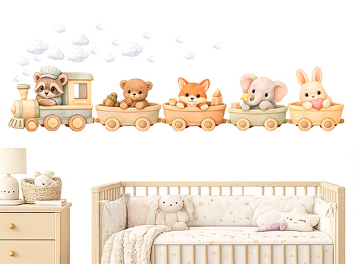 Nálepky na stenu s motívom Mašinka a vagónky, tapety na stenu s motívom Mašinka a vagónky, dekorácie na stenu s motívom Mašinka a vagónky, nálepky na stenu s motívom Mašinka a vagónky