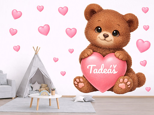 Méďa so srdiečkom a menom