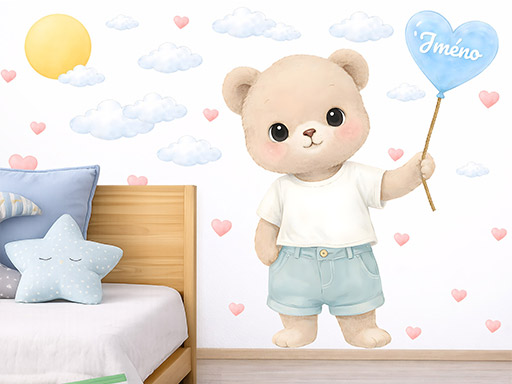 Medvedík s balónikom a menom