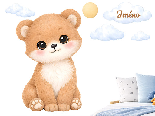 Medvedík s menom – nálepky na stenu, Medvedík s menom – tapety na stenu, Medvedík s menom – dekorácie na stenu, Medvedík s menom – nálepky na stenu