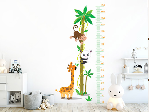 Meter a zvieratká z džungle samolepka na stenu, Meter a zvieratká z džungle nálepka na stenu, Meter a zvieratká z džungle detská dekorácia na stenu, Meter a zvieratká z džungle samolepiaca nálepka na stenu, Meter a zvieratká z džungle samolepka na stenu