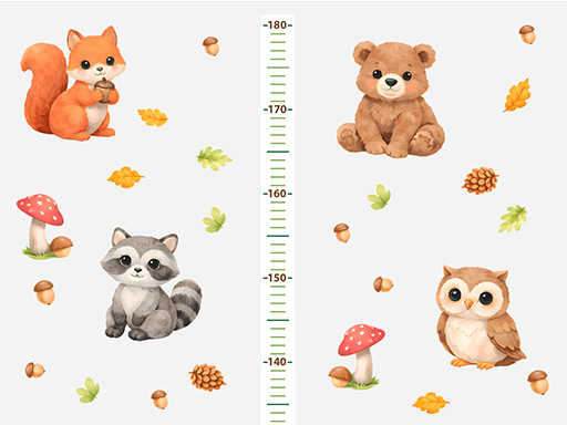Meter lesné mláďatá samolepky na stenu, Meter lesné mláďatá tapety na stenu, Meter lesné mláďatá dekorácie na stenu, Meter lesné mláďatá nálepky na stenu