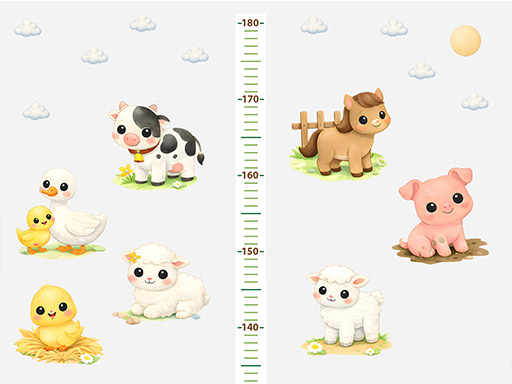 Meter mláďatá z farmy samolepky na stenu, Meter mláďatá z farmy tapety na stenu, Meter mláďatá z farmy dekorácie na stenu, Meter mláďatá z farmy nálepky na stenu