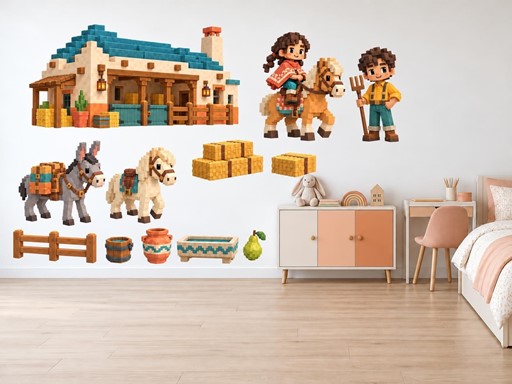 Minecraft Koníci a oslík na ranči samolepky na zeď, Minecraft Koníci a oslík na ranči tapety na zeď, Minecraft Koníci a oslík na ranči dekorace na zeď, Minecraft Koníci a oslík na ranči nálepky na zeď