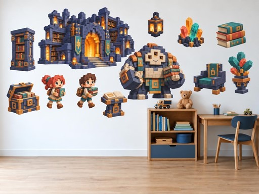 Minecraft Malí čtenáři a golem v knihovně