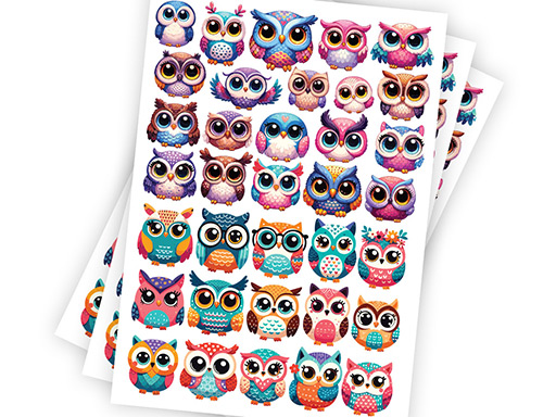 Mini sovičky samolepky na zeď, Mini sovičky nálepky na zeď, Mini sovičky dekorace na zeď, Mini sovičky samolepící nálepky na zeď