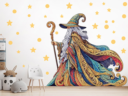 Mocný kouzelník samolepky na zeď, Mocný kouzelník samolepka na stěnu, Mocný kouzelník nálepky na zeď, Mocný kouzelník nálepky na stěnu