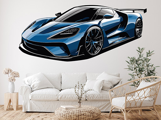 Modrý supersport samolepky na zeď, Modrý supersport nálepky na stěnu, Modrý supersport dekorace na zdi, Modrý supersport tapety na zdi