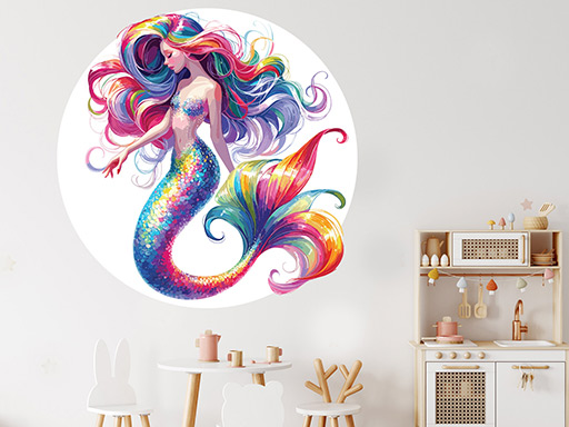 Morská panna samolepka na stenu, Morská panna nálepky na stenu, Morská panna dekorácie na stenu, Morská panna samolepiaci dekor na steny, Morská panna samolepiace tapety na stenu