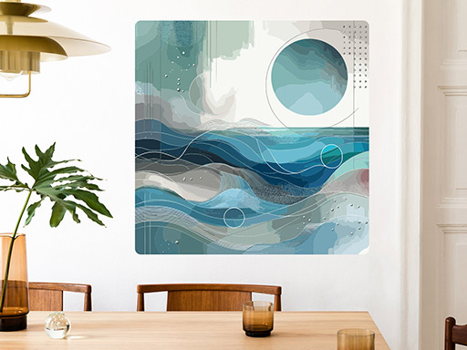 Morský abstrakt samolepky na stenu, Morský abstrakt nálepky na stenu, Morský abstrakt dekorácie na stenu, Morský abstrakt samolepiace nálepky na stenu