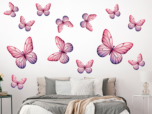 3D dekorace motýli světle růžová, 3D samolepky na zeď motýli světle růžová, 3D nálepky na zeď motýlci světle růžová, 3D dekorace na stěnu motýlci světle růžová