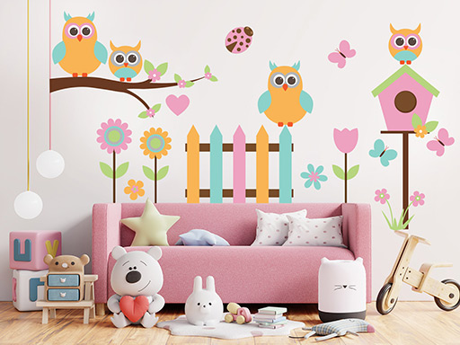 Múdre sovičky samolepky na stenu, Múdre sovičky nálepky na stenu pre deti, Múdre sovičky detské dekorácie na stenu, Múdre sovičky samolepiace nálepky na stenu