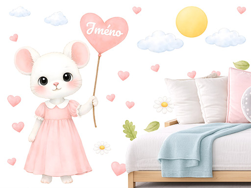 Myška s balónikom a menom