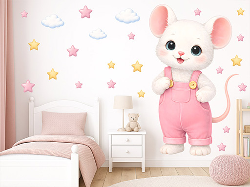 Myška v nohaviciach samolepky na stenu, Myška v nohaviciach nálepky na stenu, Myška v nohaviciach dekorácie na stene, Myška v nohaviciach tapety na stene