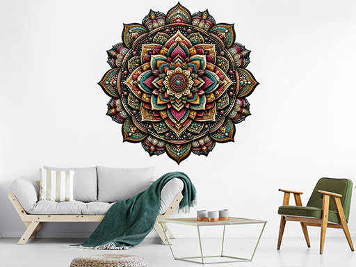 Mystická mandala samolepky na zeď, Mystická mandala dekorace na zeď, Mystická mandala samolepící dekorace na zdi, Mystická mandala nálepky na stěnu