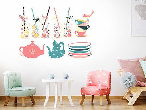 Riad samolepky na stenu, Riad nálepky na stenu pre deti, Riad detskej dekorácie na stenu, Riad samolepiaci nálepky na stenu