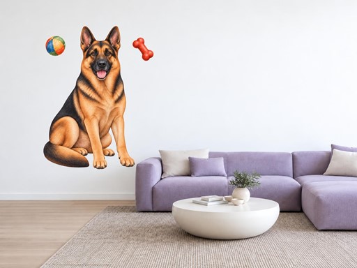 Německý ovčák s míčkem a kostí