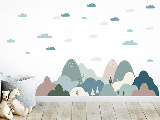 Nordic kopečky samolepky na zeď, Nordic kopečky nálepky na zeď, Nordic kopečky dekorace na zeď, Nordic kopečky samolepící nálepky na zeď