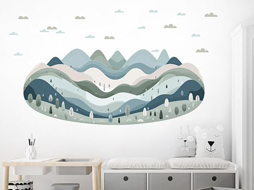 Nordic krajinka samolepky na zeď, Nordic krajinka nálepky na zeď, Nordic krajinka dekorace na zeď, Nordic krajinka samolepící nálepky na zeď