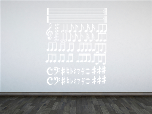 Nálepky na stenu s notami, Dekorácie na stenu s notami, Samolepiace dekorácie na stenu s notami, Nálepky na stenu s notami