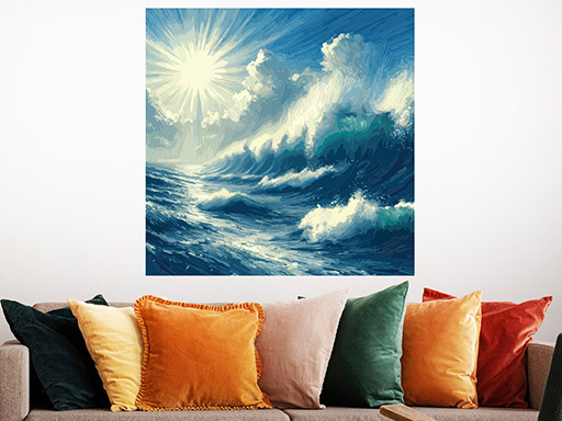 Obrovské vlny samolepky na zeď, Obrovské vlny nálepky na zeď, Obrovské vlny dekorace na zeď, Obrovské vlny samolepící nálepky na zeď