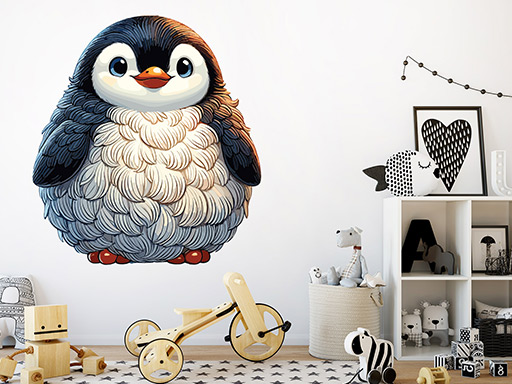 Obtloustlý tučniak samolepka na stenu, Obtloustlý tučniak nálepky na stenu, Obtloustlý tučniak dekorácie na stenu, Obtloustlý tučniak samolepiaci dekor na steny, Obtloustlý tučniak samolepiace tapety na stenu