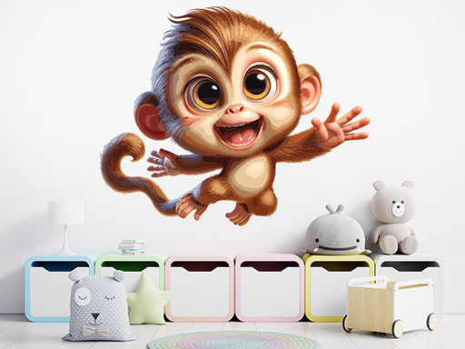 Nálepka na stenu s opicou, Nálepky na stenu s opicou, Dekorácia na stenu s opicou, Samolepiaca dekorácia na stenu s opicou, Samolepiaca tapeta s opicou