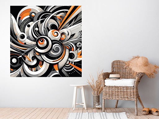 Oranžovočierny abstrakt samolepky na stenu, Oranžovočierny abstrakt nálepky na stenu, Oranžovočierny abstrakt dekorácie na stenu, Oranžovočierny abstrakt samolepiace nálepky na stenu