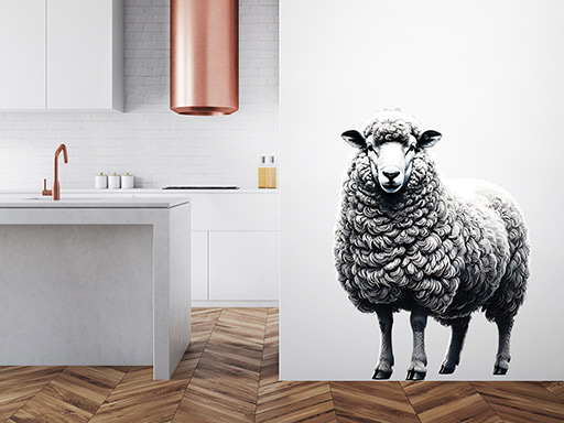 Ovce samolepka na stenu, Ovce nálepky na stenu, Ovce dekorácie na stenu, Ovce samolepiaci dekor na steny, Ovce samolepiace tapety na stenu