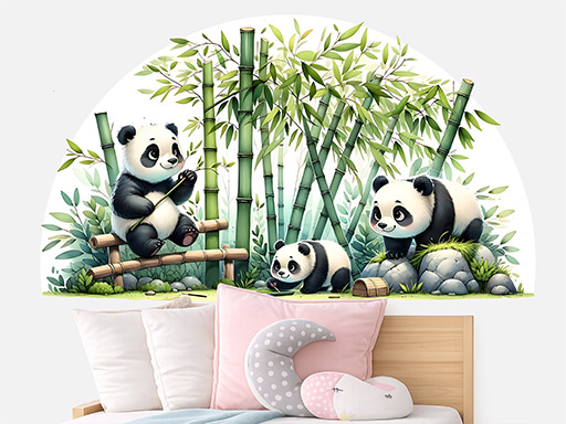 Pandy a vetvičky samolepky na stenu, Pandy a vetvičky nálepky na stenu pre deti, Pandy a vetvičky detské dekorácie na stenu, Pandy a vetvičky samolepiace nálepky na stenu