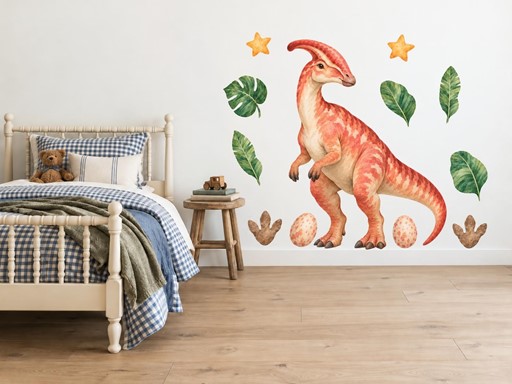 Parasaurolophus s vajíčkami nálepky na stenu, Parasaurolophus s vajíčkami tapety na stenu, Parasaurolophus s vajíčkami dekorácie na stenu, Parasaurolophus s vajíčkami samolepky na stenu