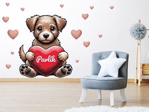 Psík so srdiečkom a menom