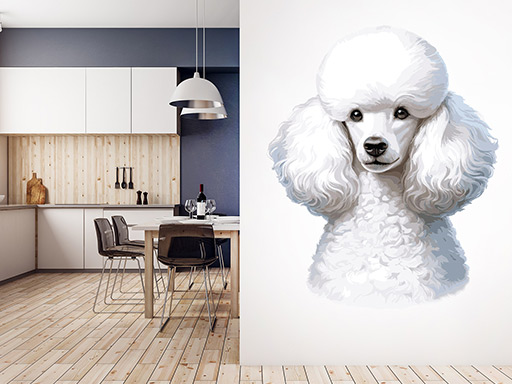 Pes Pudel samolepka na stenu, Pes Pudel nálepky na stenu, Pes Pudel dekorácie na stenu, Pes Pudel samolepiaci dekor na steny, Pes Pudel samolepiace tapety na stenu