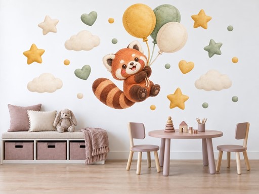 Plyšová červená panda s balónky
