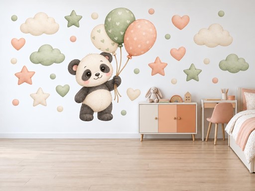Plyšová panda s balónky