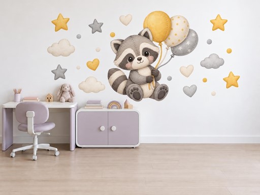 Plyšový mýval s balonky
