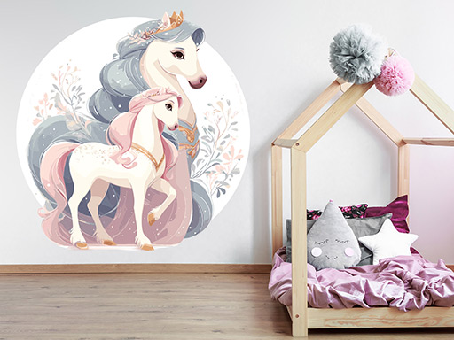Rozprávkové kone samolepky na stenu, Rozprávkové kone do detskej izby samolepky na stenu, Rozprávkové kone nálepky na stenu, Rozprávkové kone pre deti dekorácie na stenu, Rozprávkové kone samolepiace nálepky na stenu
