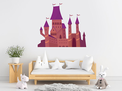 Rozprávkový hrad samolepky na stenu, Rozprávkový hrad nálepky na stenu pre deti, Rozprávkový hrad detské dekorácie na stenu, Rozprávkový hrad samolepiace nálepky na stenu