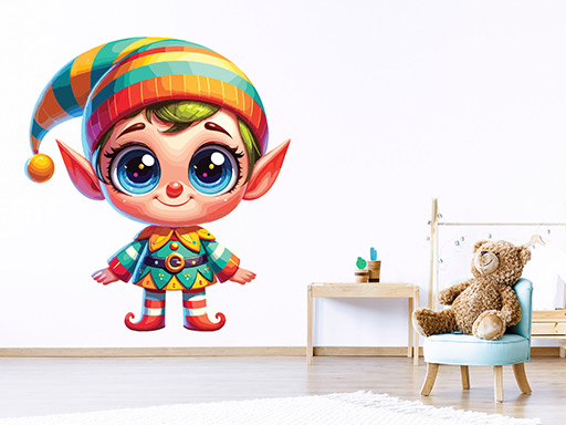 Pohádkový skřítek samolepka na zeď, Pohádkový skřítek nálepky na zeď, Pohádkový skřítek dekorace na stěnu, Pohádkový skřítek samolepící dekor na stěny, Pohádkový skřítek samolepící tapety na zeď