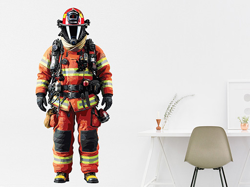 Požiarnik samolepky na stenu, Hasič nálepky na stenu, Požiarnik dekorácie na stenu, Hasič samolepiace nálepky na stenu