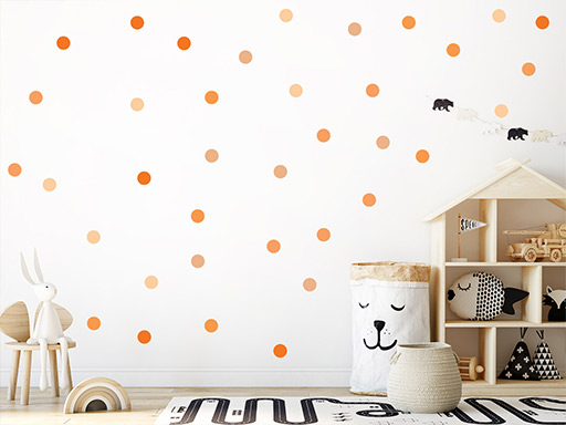 Bodky odtiene oranžovej samolepky na stenu, Bodky odtiene oranžovej nálepky na stenu, Bodky odtiene oranžovej dekorácie na stenu, Bodky odtiene oranžovej samolepiacej nálepky na stenu