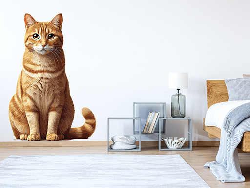 Hrdzavá mačka samolepka na stenu, Hrdzavá mačka nálepky na stenu, Hrdzavá mačka dekorácie na stenu, Hrdzavá mačka samolepiaci dekor na steny, Hrdzavá mačka samolepiace tapety na stenu