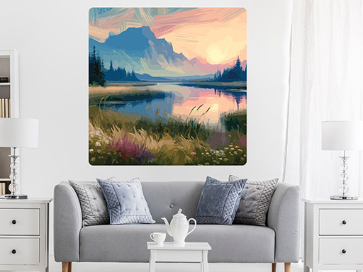 Romantická krajina samolepky na stenu, Romantická krajina nálepky na stenu, Romantická krajina dekorácie na stenu, Romantická krajina samolepiace nálepky na stenu