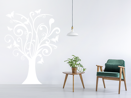 Nálepky na stenu s motívom rastlín a motýľov, Dekorácie na stenu s motívom rastlín a motýľov, Samolepiace dekorácie na stenu s motívom rastlín a motýľov, Nálepky na stenu s motívom rastlín a motýľov