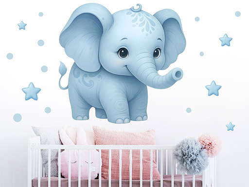Roztomilé sloník samolepky na stenu, Roztomilé sloník nálepky na stenu, Roztomilé sloník dekorácie na stenu, Roztomilé sloník samolepiace nálepky na stenu