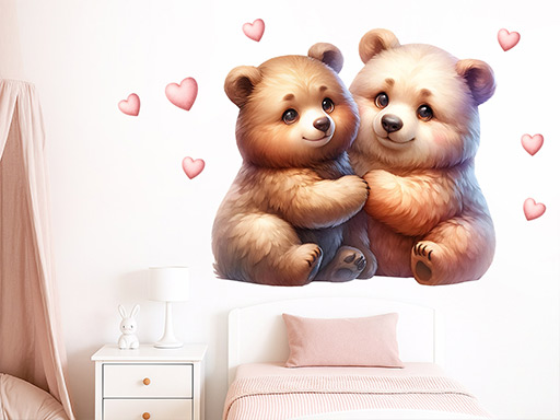Roztomilí medvídci samolepky na zeď, Roztomilí medvídci nálepky na zeď pro děti, Roztomilí medvídci dětské dekorace na zeď, Roztomilí medvídci samolepící nálepky na zeď