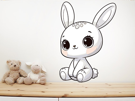 Roztomilý zajíček samolepka na zeď, Roztomilý zajíček nálepky na zeď, Roztomilý zajíček dekorace na stěnu, Roztomilý zajíček samolepící dekor na stěny, Roztomilý zajíček samolepící tapety na zeď