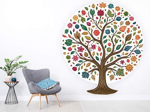 Rozvetvený strom samolepka na stenu, Rozvetvený strom nálepky na stenu, Rozvetvený strom dekorácie na stenu, Rozvetvený strom samolepiaci dekor na steny, Rozvetvený strom samolepiace tapety na stenu