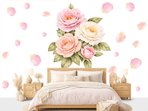 Nálepky s motívom ruží na stenu, Tapety s motívom ruží na stenu, Dekorácie s motívom ruží na stenu, Nálepky s motívom ruží na stenu