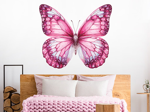 Ružový motýľ samolepka na stenu, Ružový motýľ nálepky na stenu, Ružový motýľ dekorácie na stenu, Ružový motýľ samolepiaci dekor na steny, Ružový motýľ samolepiace tapety na stenu